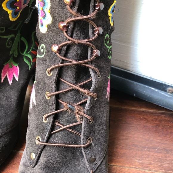 Vintage 1960's Jerry Edouard brocade boots.  Brown suede Size 7. Rare - Picture 9 of 11